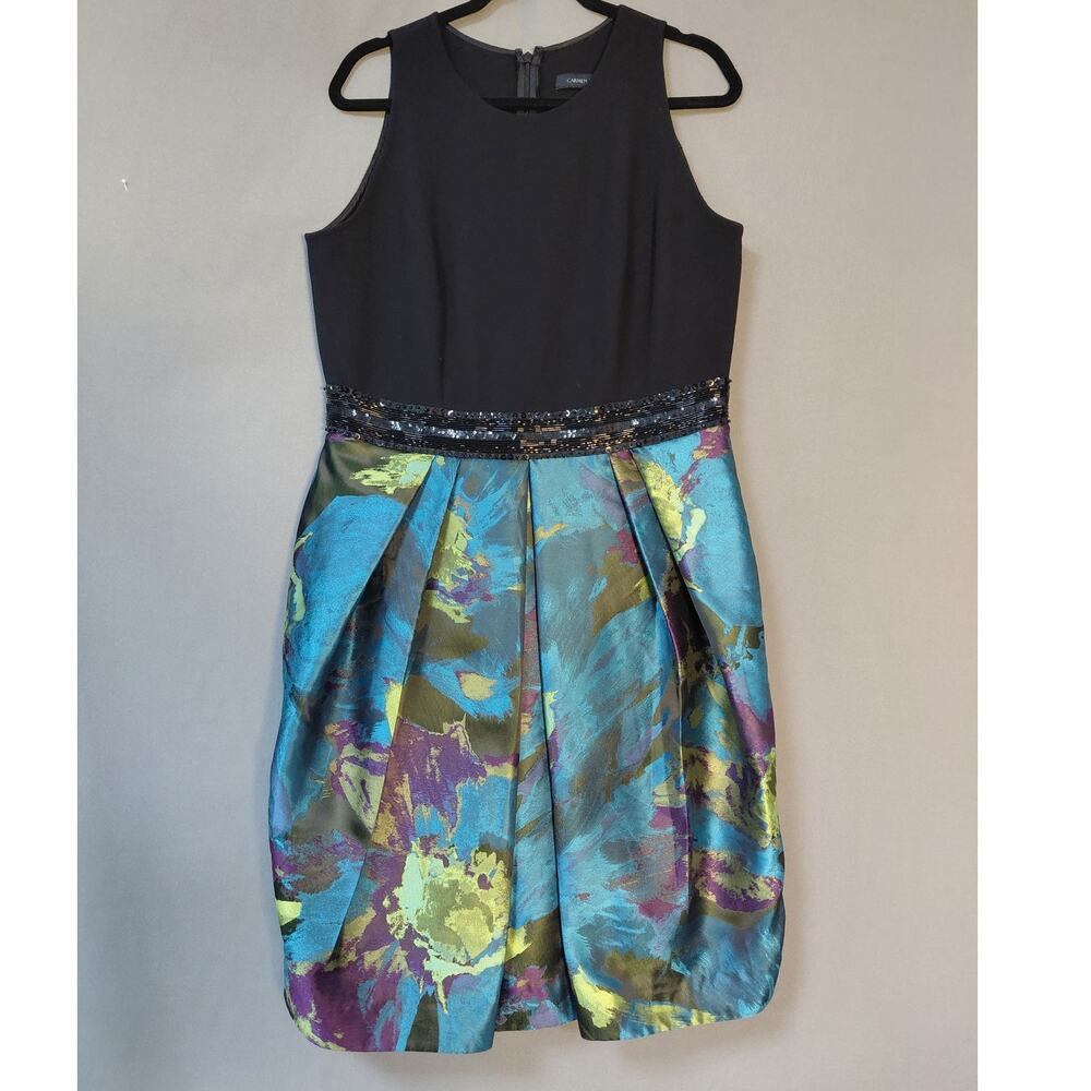 CARMEN MARC VALVO Blend Polyester Dress Multicolor Knee Length Size 14